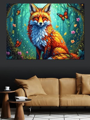 Artmeg Mozaik Tarzı Tilki Portresi Dekoratif Kanvas - Mdf Ahşap Tablo