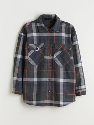 LC Waikiki Ekose Oversize Kadın Oduncu Gömlek Ceket  (W5)