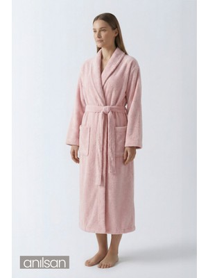 Anılsan Şalyaka Bornoz Pembe %100 Pamuk Unisex Spa Için Ideal Kadın/Erkek