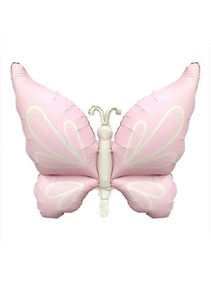 Patladı Gitti Mat Pastel Pembe Kelebek Folyo Balon Büyük Boy