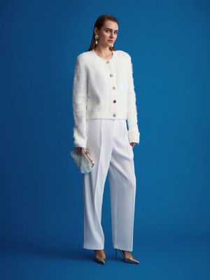 Dilvin 7954 Yüksek Bel Pantolon-Ekru