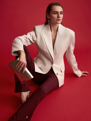 60774 Fitted Kesim Vatkalı Blazer-Ekru