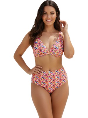 Donlaritta Büyük Beden Toparlayıcı Göğüs Pedli Hızlı Kuruyan Bikini Takımı 44-46-48-50-52-54 Beden