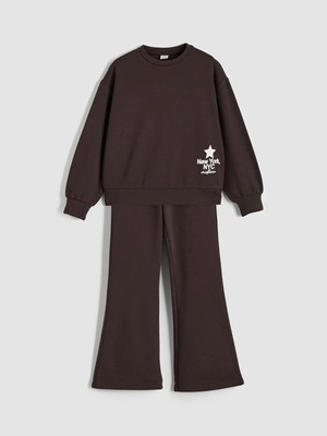LC Waikiki New York Baskılı Kız Çocuk Sweatshirt ve Eşofman Altı  (W5)