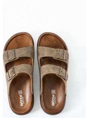 BirrBazaar Ortopedik Günlük Kaymaz Taban Yumuşak Deri Tokalı Ev Dışarı Erkek Terlik