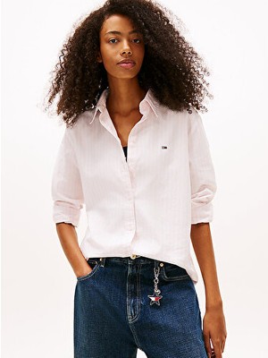 Tommy Hilfiger Kadın Açık Pembe Oxford Gömlek