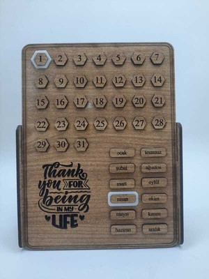 Dükkan Design Ahşap Thank Ou For Being In My Life  Sonsuz Takvim