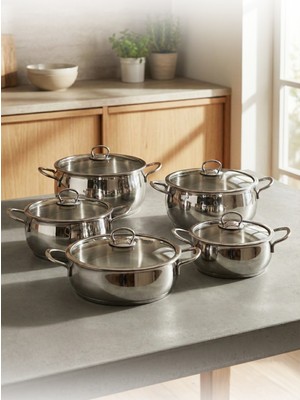 Çelik Tencere Seti Hascevher Güzide  10 Parça