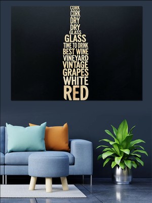 Artmeg Şarap Şişesi Yazı Sanatı Dekoratif Kanvas - Mdf Ahşap Tablo