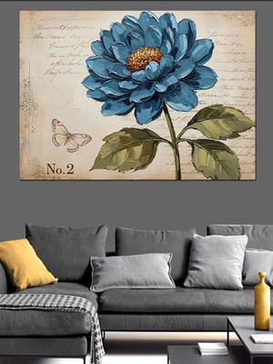 Artmeg Mavi Şakayık Çiçek Resmi Dekoratif Kanvas - Mdf Ahşap Tablo