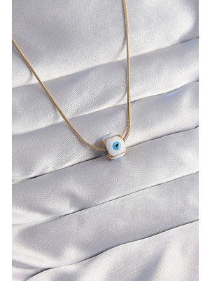 E-Woman 316L Çelik Gold Renk Mineli Nazar Model Kolye - Lisinya