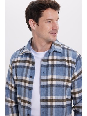 Tudors Erkek Slim Fit Dar Kesim Kareli Kışlık Oduncu Gömlek