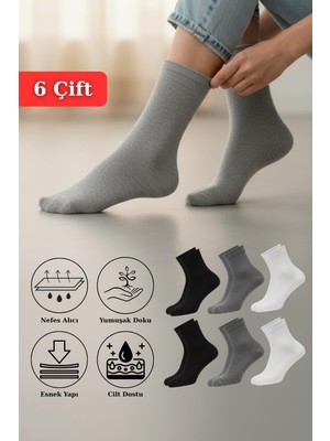 Rays 6 Çift Kadın Renkli Esnek Pamuklu Örme Soket çorap 1021