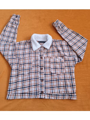 Desenli Kadın Crop Oduncu Gömlek