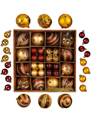 Sunman Yılbaşı Kırmızı ve Gold Ağaç Süsü Karışık 28'li