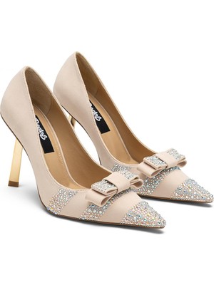 Dedos Özel Taş Işlemeli Kadın Yüksek Topuklu Fiyonklu Abiye Ayakkabı 333