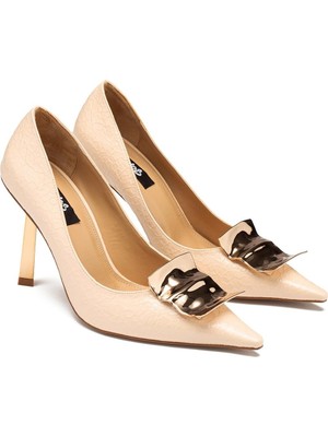 Dedos Kadın Özel Kroko Baskı Tokalı Yüksek Topuklu Abiye Ayakkabı 300