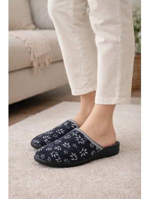 Wordex Extra Soft ZH001 Önü Kapalı Kışlık Çiçekli Kadın Ev Misafir Terliği