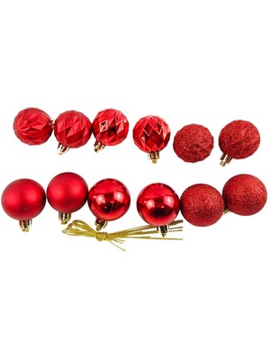 Sunman Yılbaşı Kırmızı Ağaç Süsü Karışık 12'li