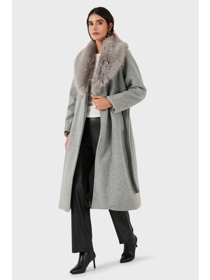 Viadante Via Dante Relaxed Fit Yumuşak Tüylü Şal Yaka Kaban Bayan Kaban 6909660