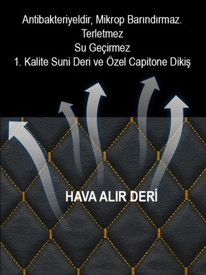 AK-SA-STR Peugeot 207 Kumaş 2li Deri Kaplama Koltuk Minderi Siyah Sarı