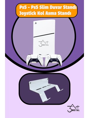 3art Metal Dekorasyon Playstation 5 Slim Versiyon Duvar Askı Aparatı - Metal Ps5 Duvar Askılığı - Joystick Kol Standı