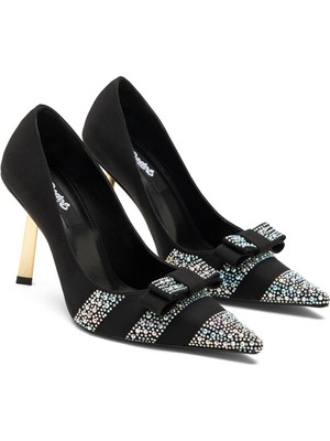 Dedos Özel Taş Işlemeli Kadın Yüksek Topuklu Fiyonklu Abiye Ayakkabı 333