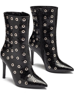 Dedos Kadın Yüksek Topuklu Trok Detaylı Crocco Rugan Bot 1230