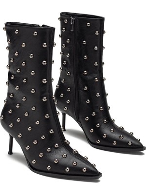 Dedos Kadın Yüksek Topuklu Özel Tokalı Fermuarlı Günlük Abiye Bot 1420