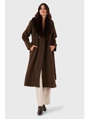 Viadante Via Dante Relaxed Fit Yumuşak Tüylü Şal Yaka Kaban Bayan Kaban 6909660