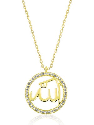 Gumush Gümüş Gold Arapça Allah Yazılı Bayan Kolye