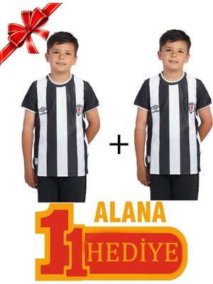 Beşiktaş Orijinal Çubuklu Çocuk Forma 1 Alana 1 Hediye