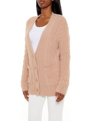 F21 Saç Örgü Detaylı Hırka