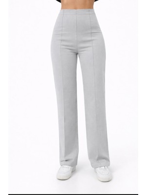 Axxel Kadın  Açık Gri 2 Iplik Yüksek Bel Eşofman PANTOLON-P2249