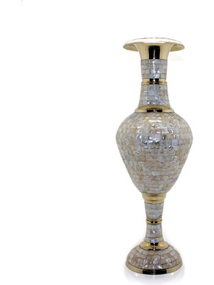 İlk El Grup Pirinç Sedefli Vazo 45 cm  (IEG34)