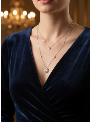 Zarene Silver Kare Kuğu Bağet Kolye 925 Ayar Güm