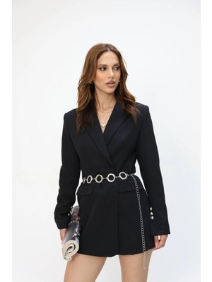 Fiori Yuvarlak Detaylı Kadın Zincir Bel Kemeri, Ceket Kemeri, Elbise Kemeri, Gömlek Kemeri