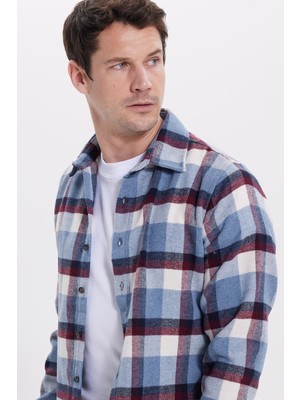 Tudors Erkek Slim Fit Dar Kesim Kareli Kışlık Oduncu Gömlek