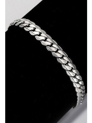 Takı Dükkanı Ezme Hasır Yassı Yılan Model Erkek Çelik Bileklik Künye SCB18