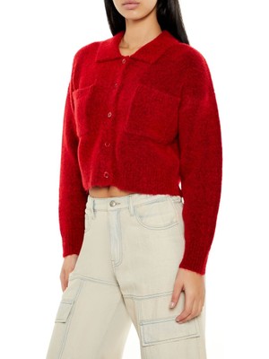 F21 Cep Detaylı Peluş Hırka