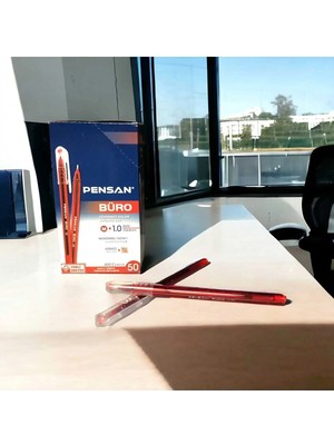 Pensan Büro Tükenmez Kalem 1.0mm Kırmızı 50'li Paket Yazım Kalitesi ile