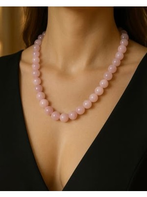 Altınsoy Tesbih %100 Doğal Pembe Kuvars Taşı Bayan Kolye