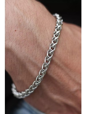 Takı Dükkanı Örgü Model Paslanmaz Çelik Bileklik Unisex Erkek Bayan Zincir Künye ACB01-2