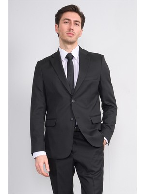 Mentality 9188 Erkek Mono Yaka Slim Fit Takım Elbise Siyah