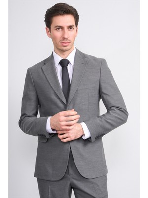 Mentality 9188 Erkek Mono Yaka Slim Fit Takım Elbise Gri