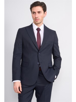 Mentality 9176 Erkek Kırlangıç Yaka Slim Fit Takım Elbise Lacivert