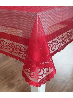 Raşel Örme 140X180 Pano Desenli Masa Örtüsü Kırmızı