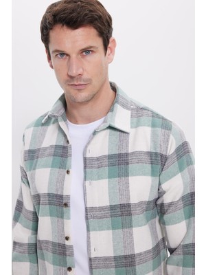 Tudors Erkek Slim Fit Dar Kesim Kareli Kışlık Oduncu Gömlek