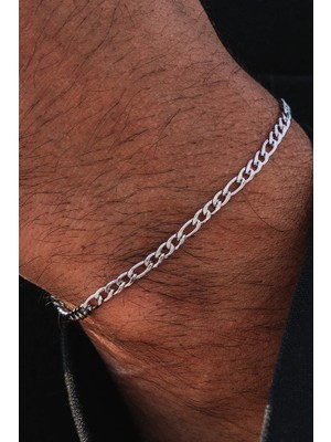 Takı Dükkanı Paslanmaz Çelik Ince Figaro Spor Model Erkek Kadın Zincir Bileklik ECK55B-2