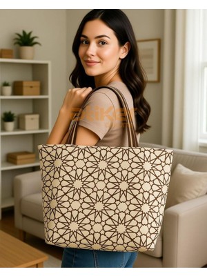 Atiker Dokuma Ham Bez Omuz Çantası 35X40 cm Ultra Lüks Baskılı - DOK016